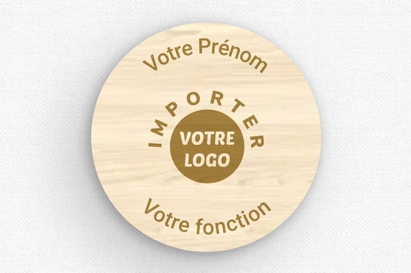 Badge nominatif et Badge avec prénom - Badge Bois - Aimants - 50 x 50 mm - erable - badge - badge-societe-008-3
