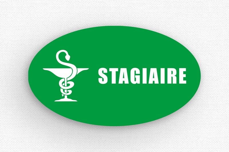 Badge entreprise - Badge PVC - Épingle - 60 x 35 mm - vert-blanc - badge - badge-societe-015-3