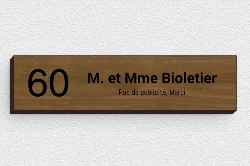 Plaque boites aux lettres en bois - Bois - 100 x 25 mm - noyer - glue - bal-b-088-1