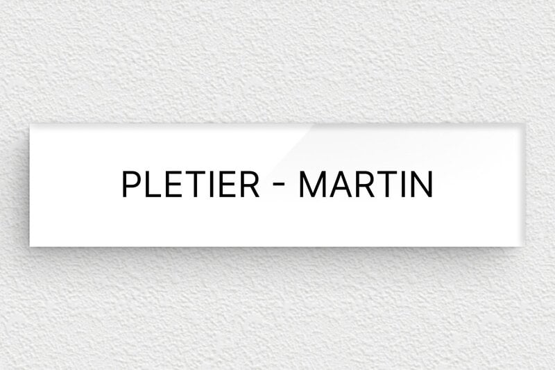Etiquette de boite aux lettres autocollante - Plexiglass - 100 x 25 mm - blanc-noir - glue - bal-etiquette-009-1