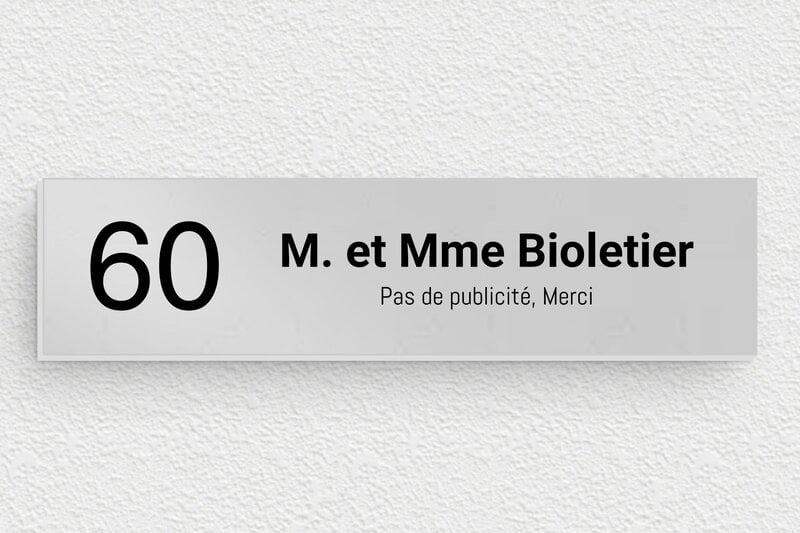 Etiquette boite aux lettres - Aluminium - 100 x 25 mm - anodise - glue - bal-famille-003-4