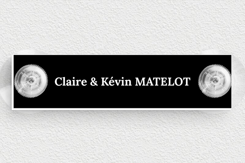 Plaque boîte aux lettres avec ventouse  - PVC - 100 x 25 mm - noir-blanc - suction-cup - bal-guide-v-004-1