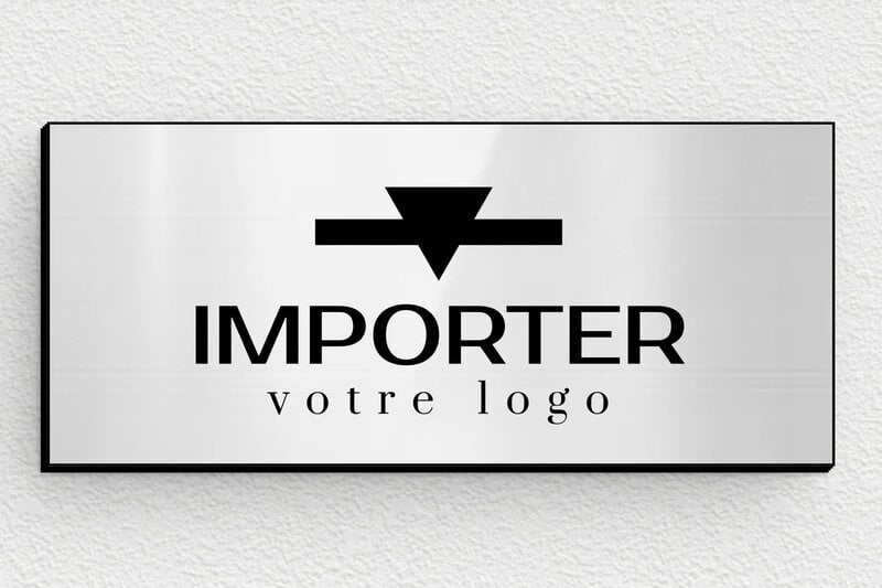 Plaque boite aux lettres avec logo - PVC - 80 x 35 mm - gris-brillant-noir - glue - bal-logo-003-1