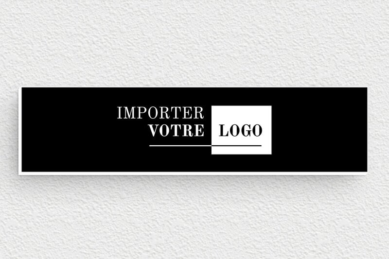 Plaque boite aux lettres avec logo - PVC - 100 x 25 mm - noir-blanc - glue - bal-logo-017-0