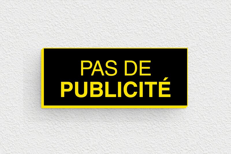 Stop PUB boîte aux lettres - Plaque pas de publicité - 50 x 20 mm - PVC - noir-jaune - glue - bal-stoppub-001-4