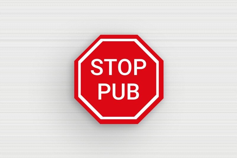 Stop PUB boîte aux lettres - PVC - 30 x 30 mm - custom - glue - bal-stoppub-002-3