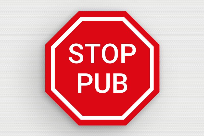 Stop PUB boîte aux lettres - PVC - 50 x 50 mm - rouge-blanc - glue - bal-stoppub-005-3