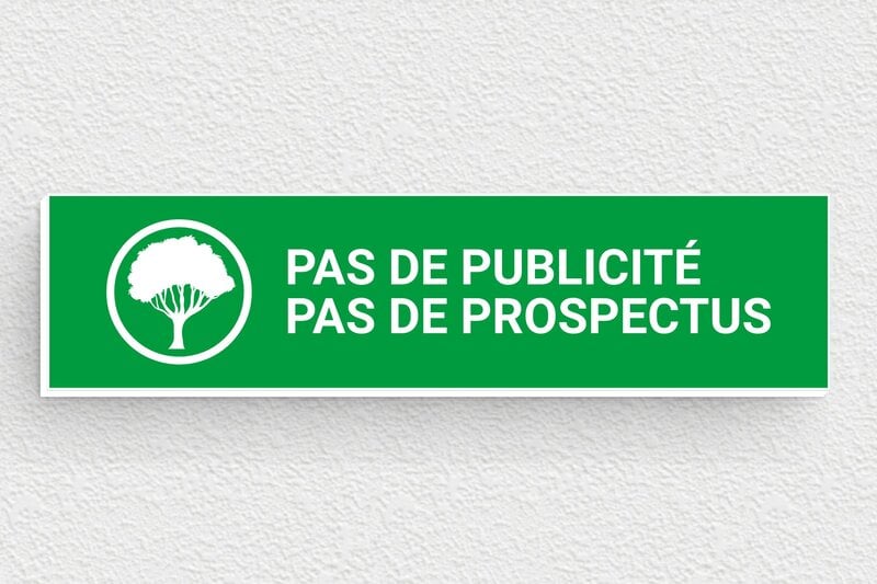 Stop PUB boîte aux lettres - Plaque pas de publicité pas de prospectus - 80 x 20 mm - PVC - vert-blanc - glue - bl-stoppub-007-1