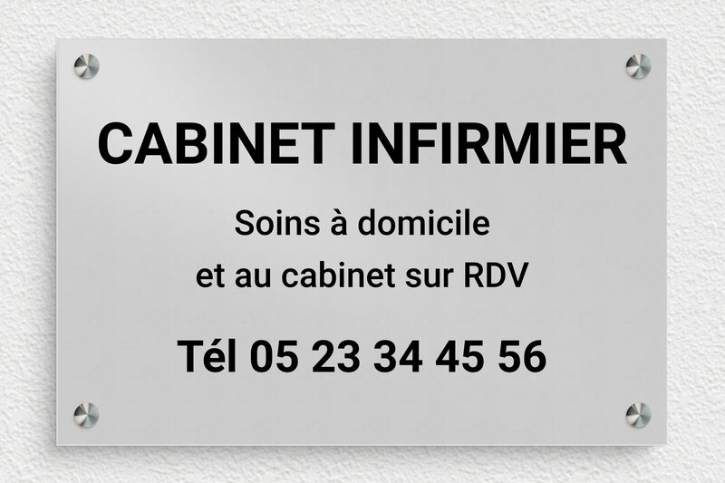 Plaque professionnelle cabinet infirmier - Aluminium - 300 x 200 mm - anodise - screws-spacer - cabinet-infirmier-002-4