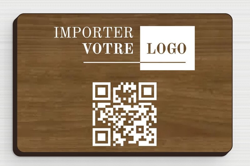 Plaque QR Code - Bois - 85 x 55 mm - noyer - glue - carte-visite-bois-001-3