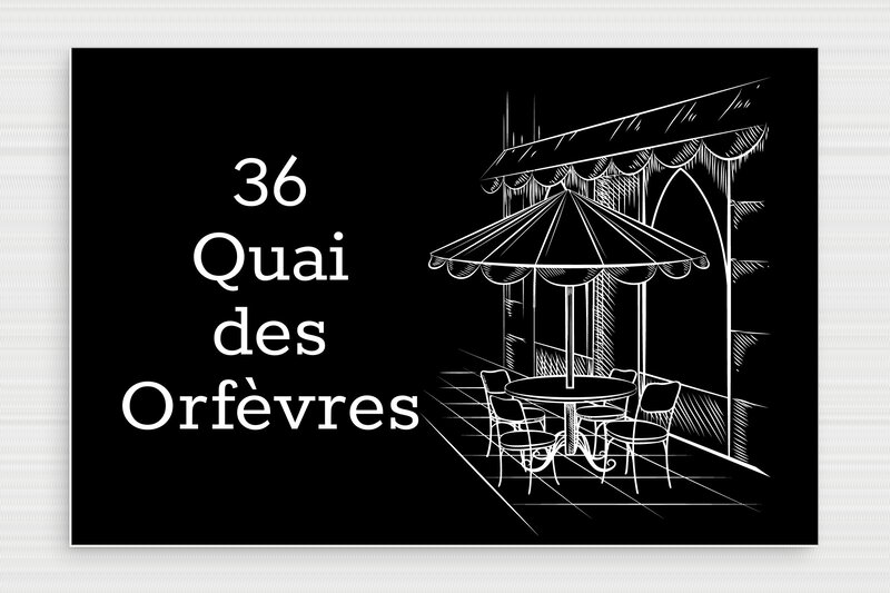 Plaque de rue 36 quai des Orfèvres - PVC - 300 x 200 mm - noir-blanc - glue - deco-rue-ici-cest-paris-004-1