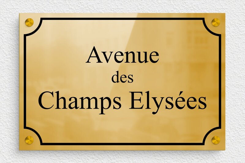 Ancienne plaque de rue parisienne - Laiton - 300 x 200 mm - poli - screws-spacer - deco-rue-paris-003-1