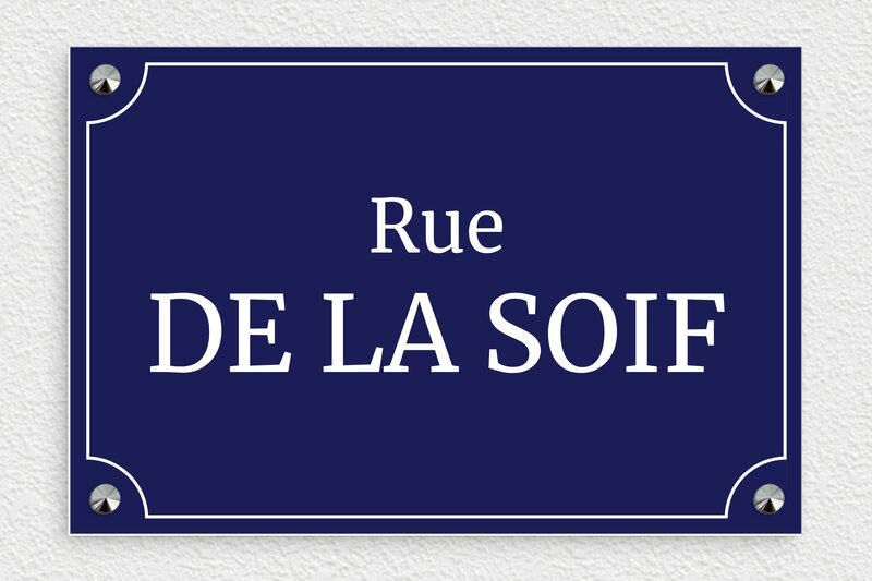 Rue de la soif - PVC - 300 x 200 mm - bleu-marine-blanc - screws-caps - deco-rue-paris-012-1