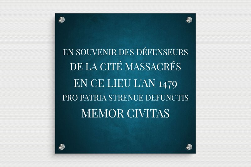 Plaque commémorative - Plexiglass - 300 x 300 mm - custom - screws-spacer - divers-commemorative-quadri-006-3