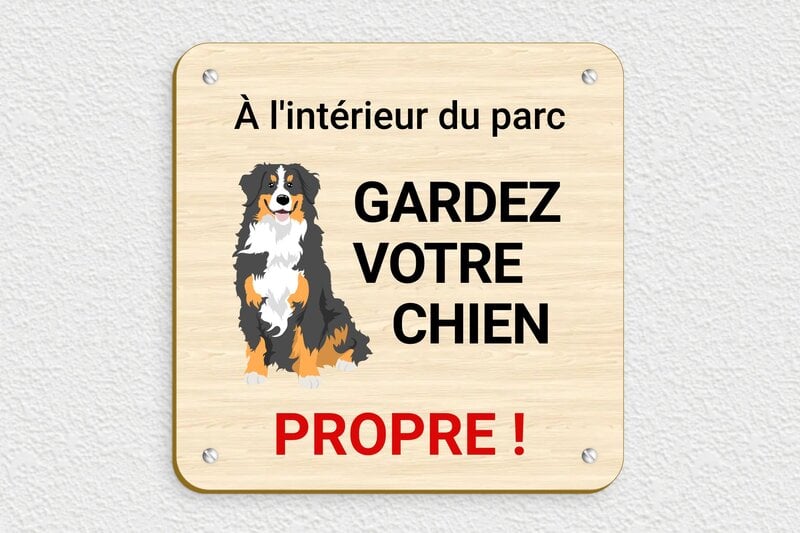 Panneau crotte de chien interdit humoristique - Plaque humour gardez votre chien propre - 200 x 200 mm - Bois - erable - screws - humour-chien-interdit-uriner-003-3