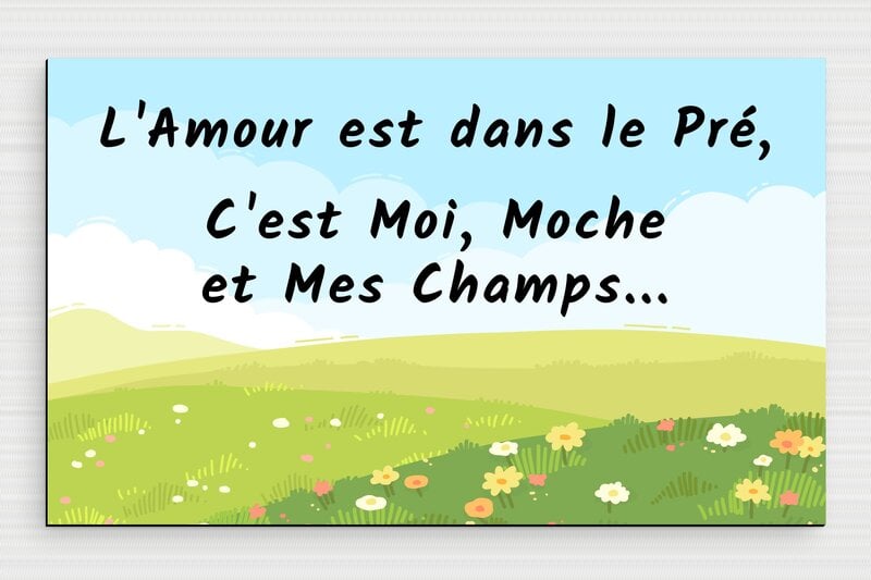 Panneau humour amour - Panneau amour dans le pré - 250 x 150 mm - PVC - custom - glue - humour-couple-029-4