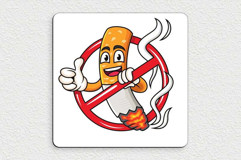 Panneaux de signalisation humoristiques - Plaque interdit de fumer - 200 x 200 mm - PVC - custom - none - humour-interdiction-002-3