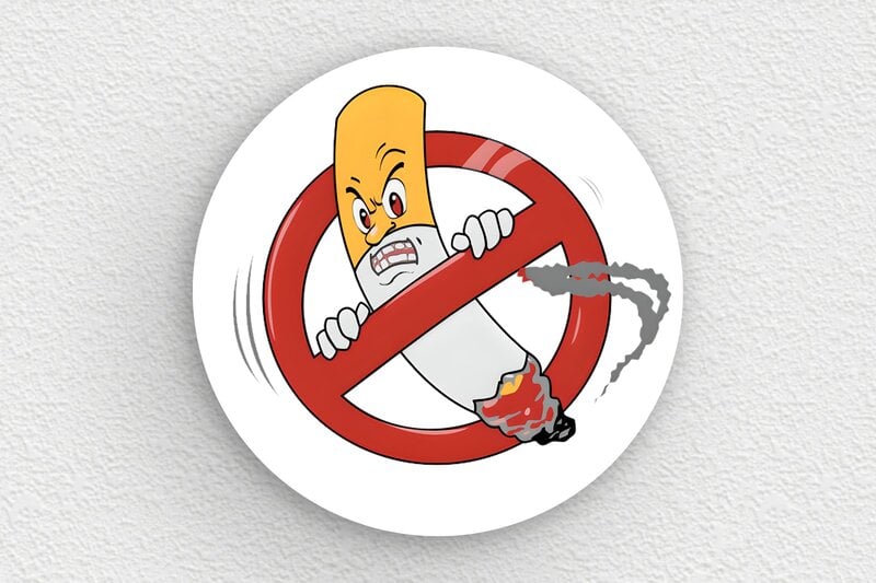 Panneaux de signalisation humoristiques - Plaque ronde interdit de fumer - 200 x 200 mm - PVC - custom - none - humour-interdiction-003-3