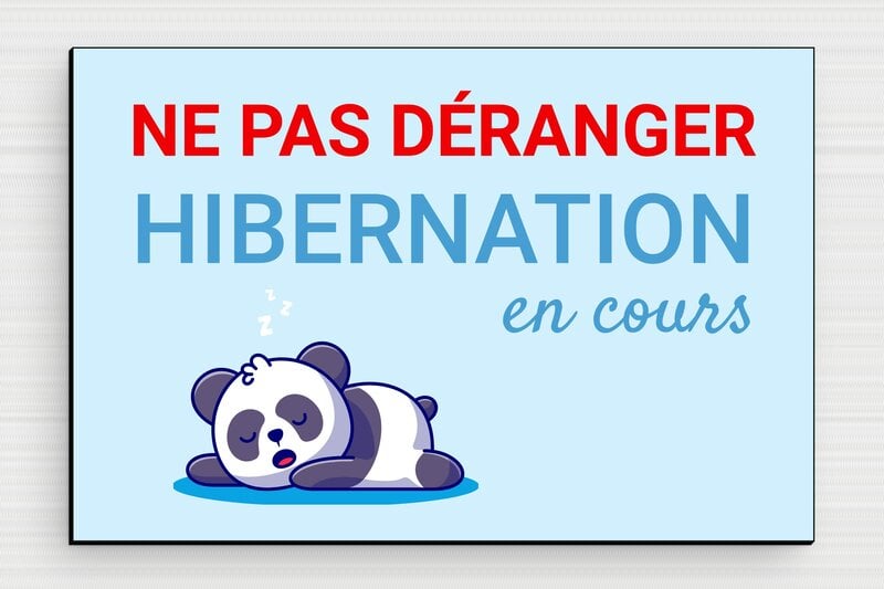 Hibernation en cours - Plaque humoristique de chambre - 150 x 100 mm - 150 x 100 mm - PVC - custom - glue - humour-plaque-porte-004-3
