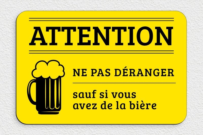Panneau humour alcool - Plaque humoristique de chambre - Permission spéciale pour la bière - 300 x 200 mm - 300 x 200 mm - PVC - jaune-noir - none - humour-signalisation-001-3