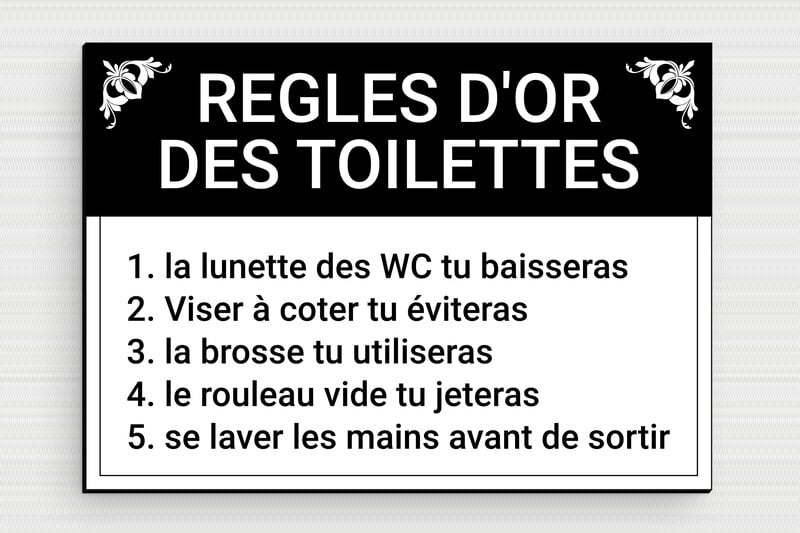 Affiche humour règle des toilettes à imprimer - PVC - 140 x 100 mm - custom - glue - humour-toilette-regles-001-1