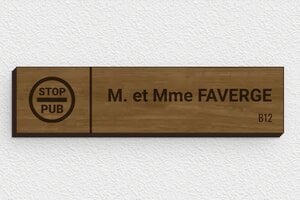 Plaque boites aux lettres en bois - bal-b-005-0 - 100 x 25 mm - noyer - glue - bal-b-005-0