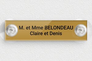 Plaque boîte aux lettres avec ventouse - bal-guide-v-002-1 - 100 x 25 mm - or-fonce-noir - suction-cup - bal-guide-v-002-1