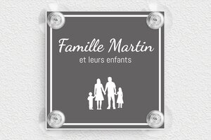 Plaque boîte aux lettres avec ventouse - bal-guide-v-011-1 - 100 x 100 mm - gris-souris-blanc - suction-cup - bal-guide-v-011-1