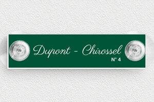 Plaque boîte aux lettres avec ventouse - bal-guide-v-015-1 - 100 x 25 mm - vert-sapin-blanc - suction-cup - bal-guide-v-015-1