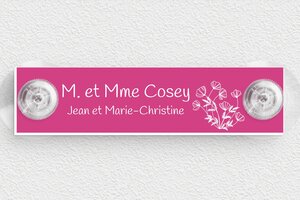 Plaque boîte aux lettres avec ventouse - bal-guide-v-028-1 - 100 x 25 mm - rose-blanc - suction-cup - bal-guide-v-028-1