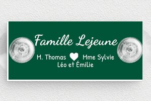 Plaque boîte aux lettres avec ventouse - bal-guide-v-034-1 - 80 x 35 mm - vert-sapin-blanc - suction-cup - bal-guide-v-034-1