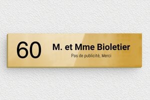 Plaque boite aux lettres laiton - bal-l-088-1 - 100 x 25 mm - poli - glue - bal-l-088-1