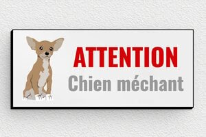 Attention au chien - Plaque attention chien méchant - 70 x 30 mm - PVC - gris-noir - glue - bal-modele-humour-002-3