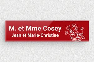 Plaque boite aux lettres plexiglas - bal-plexi-001-4 - 100 x 25 mm - rouge-blanc - glue - bal-plexi-001-4