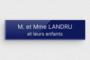 Plaque boite aux lettres plexiglas - bal-plexi-005-1 - 100 x 25 mm - bleu-blanc - glue - bal-plexi-005-1