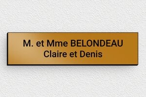 Plaque boite aux lettres plastique - PVC - bal-pvc-002-1 - 100 x 25 mm - or-noir - glue - bal-pvc-002-1