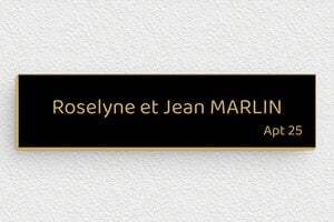 Plaque boite aux lettres plastique - PVC - bal-pvc-016-1 - 100 x 25 mm - noir-or - glue - bal-pvc-016-1