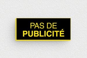 Plaque Stop PUB pour boîte aux lettres - Plaque pas de publicité - 50 x 20 mm - PVC - noir-jaune - glue - bal-stoppub-001-4