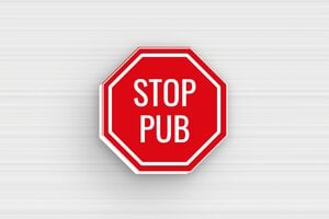 Plaque Stop PUB pour boîte aux lettres - Plaque octogone stop pub - 30 x 30 mm - PVC - rouge-blanc - glue - bal-stoppub-002-3