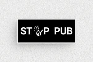 Plaque Stop PUB pour boîte aux lettres - Plaque stop pub - 50 x 20 mm - PVC - noir-blanc - glue - bal-stoppub-035-1