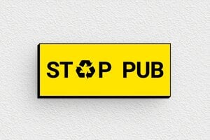 Plaque Stop PUB pour boîte aux lettres - Plaque stop pub - 50 x 20 mm - PVC - jaune-noir - glue - bal-stoppub-036-1