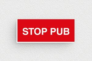 Plaque Stop PUB pour boîte aux lettres - Plaque stop pub - 50 x 20 mm - PVC - rouge-blanc - glue - bl-stoppub-009-1
