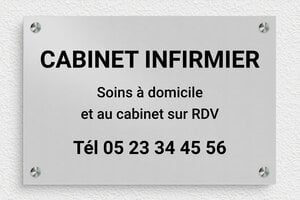 Plaque Infirmière - cabinet-infirmier-002-4 - 300 x 200 mm - anodise - screws-spacer - cabinet-infirmier-002-4