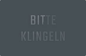 Kunststoffschilder - Hinweis neben der Klingel - transparent - glue-cutout - cutout-de-bitte-klingeln-in-sehr-schmalen-versalien-farbloses-acrylglas-glastur