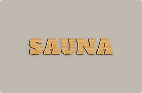 Holzschilder - Schriftzug über der Saunatür - bambou - glue-cutout - cutout-de-sauna-als-schriftzug-in-massiver-slab-schrift-18-mm-massives-okoume-gartensauna