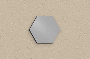 Placas de Aluminio - Hexágono recortado para orientar - brosse - glue-cutout - cutout-es-hexagono-recortado-en-aluminio-cepillado-marcador-de-zona