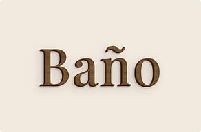 Placas para aseos - Palabra de baño para la puerta - noyer - glue-cutout - cutout-es-palabra-de-bano-en-chapa-de-nogal-puerta-interior