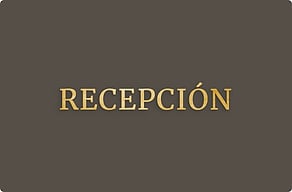 Señalética para Hotel - Palabra de recepción en relieve - poli-noir - glue-cutout - cutout-es-palabra-de-recepcion-en-laton-pulido-vestibulo