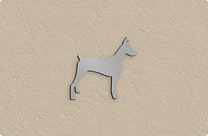 Placas para Portal - Silueta de perro guardián para la verja - brosse - glue-cutout - cutout-es-silueta-de-doberman-en-aluminio-cepillado-verja-de-entrada Placas para Portal - Silueta de perro guardián para la verja - brosse - glue-cutout - cutout-es-silueta-de-doberman-en-aluminio-cepillado-verja-de-entrada