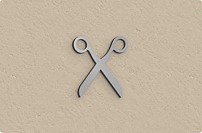 Placas para Tiendas - Emblema de barbería recortado - brosse - glue-cutout - cutout-es-tijeras-recortadas-en-aluminio-cepillado-emblema-de-barberia